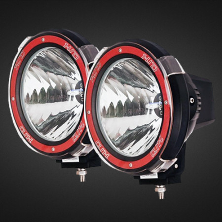 7 Inch 55W HID Spotlights & Driving Lights - Red Trim.