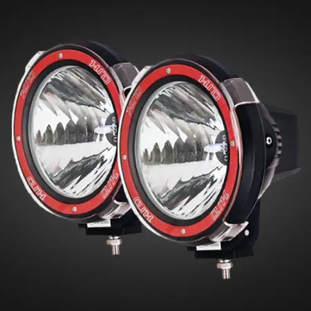 9 Inch 55W HID Spotlights & Driving Lights - Red Trim.